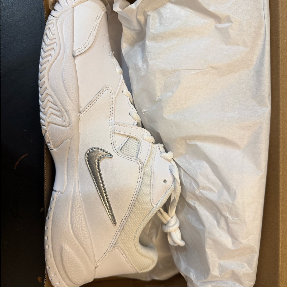 Nike Court Lite 2 in White and Metallic Silver